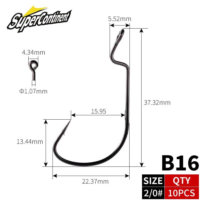 SUPERCONTINENT Wide Super Lock Soft Worm Hooks - Fish & Cheaps | Fishing & Outdoor Gear