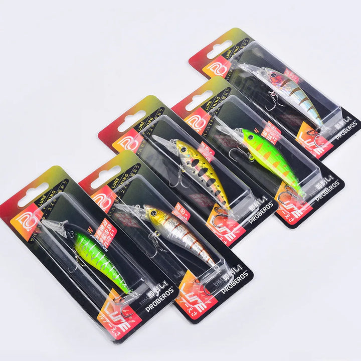 PROBEROS Floating Minnow Lure 9cm 8.5g Plastic Bait for Bass Fishing Freshwater Saltwater Vibration Steel Ball ABS Plastic