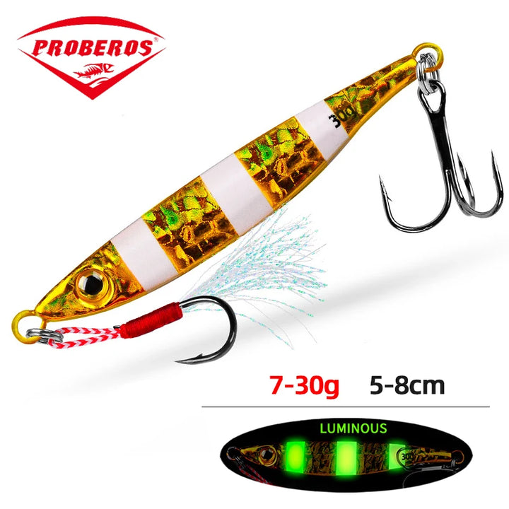Japen Metal Cast Jig Spoon 7-30g Luminous Shore Casting  Sea Bass Fishing Lure Artificial Bait Tackle Jigging Lure