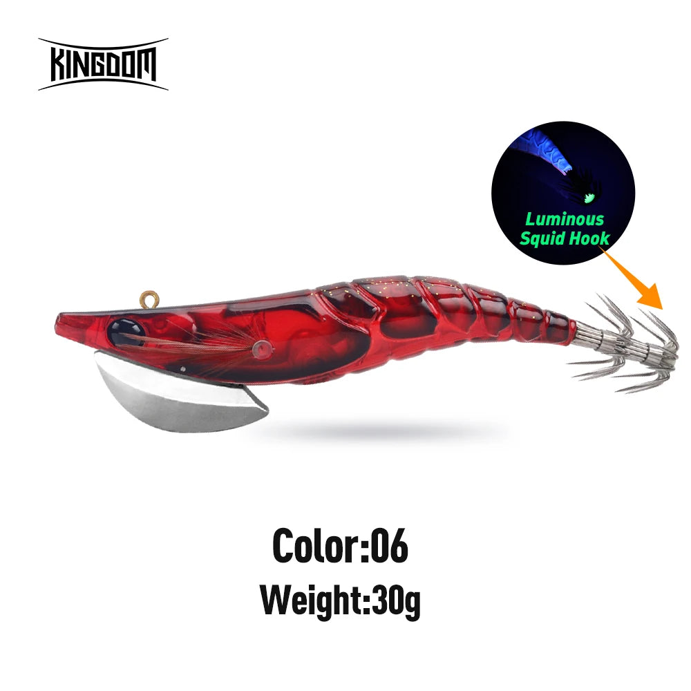 Kingdom Egi Squid Bait Artificial Jigging Lures Slow Sinking Squid Hooks Sea Fishing Octopus Cuttlefish Luminous Tackle Lure