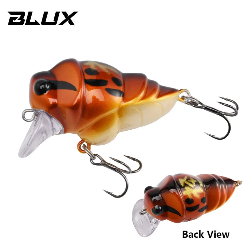 BLUX Cicada Fishing Lure 39mm 6.3g Insect Floating Crankbait BFS Shallow Rolling Crank Freshwater Bass Perch Trout Bait Tackle