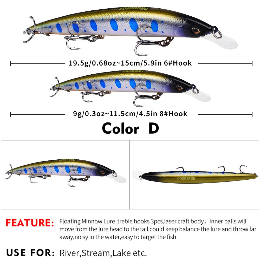 1Pcs Japanese Minnow Fishing Lures Floating 9g 19.5g Hard Bait Artificial Bait Wobbler Crankbait Carp Perch Pesca Fishing Tackle