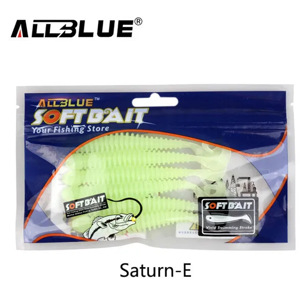 ALLBLUE Saturn 105mm 9g Soft Lure Single Tail Worm Grub 6pcs/lot Silicone Artificial Plastics Bait Bass Swimbait  Pike Tackle