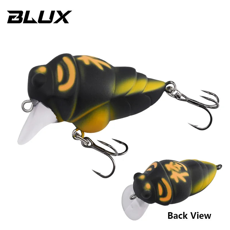BLUX Cicada Fishing Lure 39mm 6.3g Insect Floating Crankbait BFS Shallow Rolling Crank Freshwater Bass Perch Trout Bait Tackle