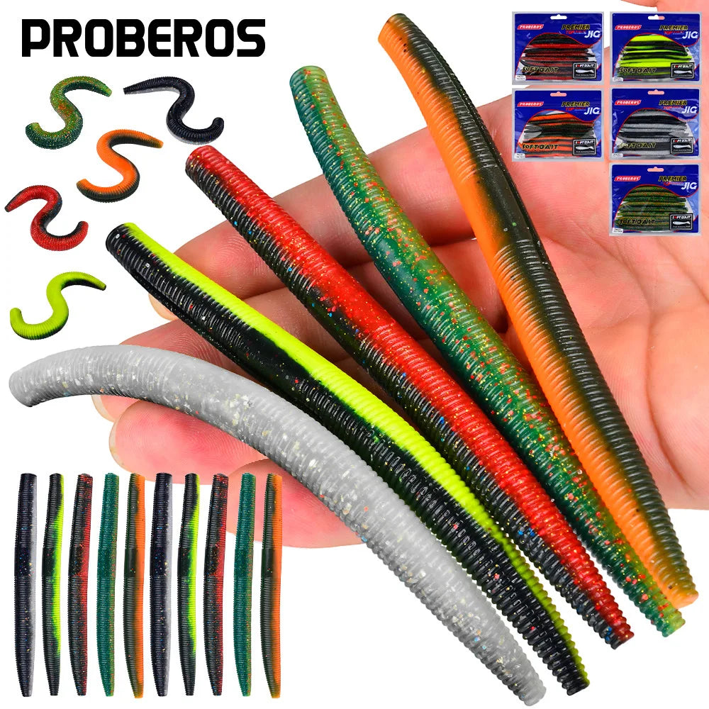 10Pcs 5.5g 8g Lifelike Fishy Smell Simulation Earthworm Artificial Fishing Lures Soft Plastic Worms Sinking Slow Fall Bait