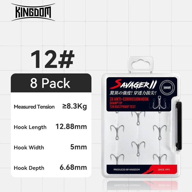 KINGDOM 3X Carbon Steel Treble Hooks - Fish & Cheaps | Fishing & Outdoor Gear