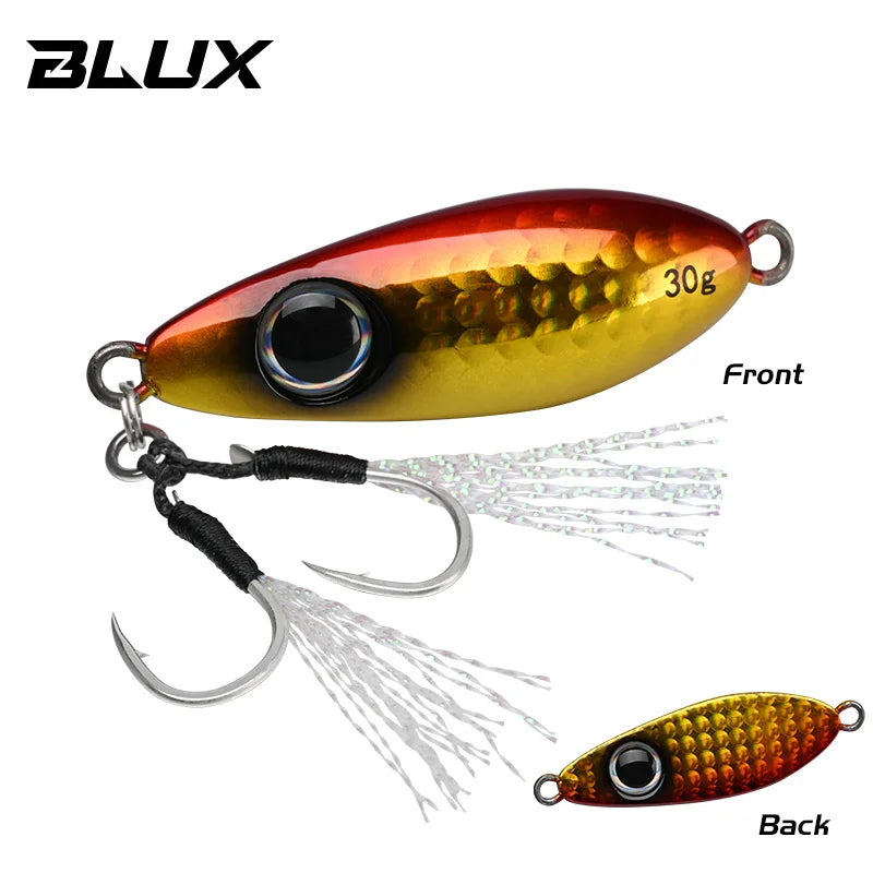 BLUX Flyspoon Metal Jig Spoon Fishing Lure 30G Artificial Bait Shore Hard Slow Jigging Longcast Sea Bass Tuna Saltwater Tackle