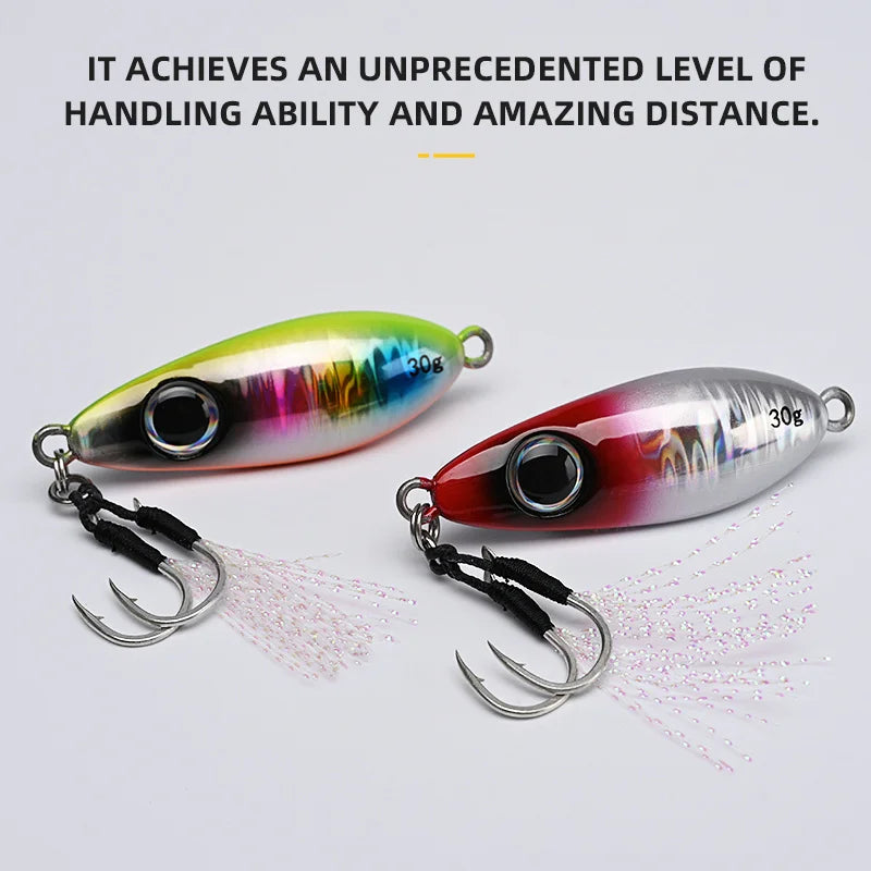 BLUX Flyspoon Metal Jig Spoon Fishing Lure 30G Artificial Bait Shore Hard Slow Jigging Longcast Sea Bass Tuna Saltwater Tackle
