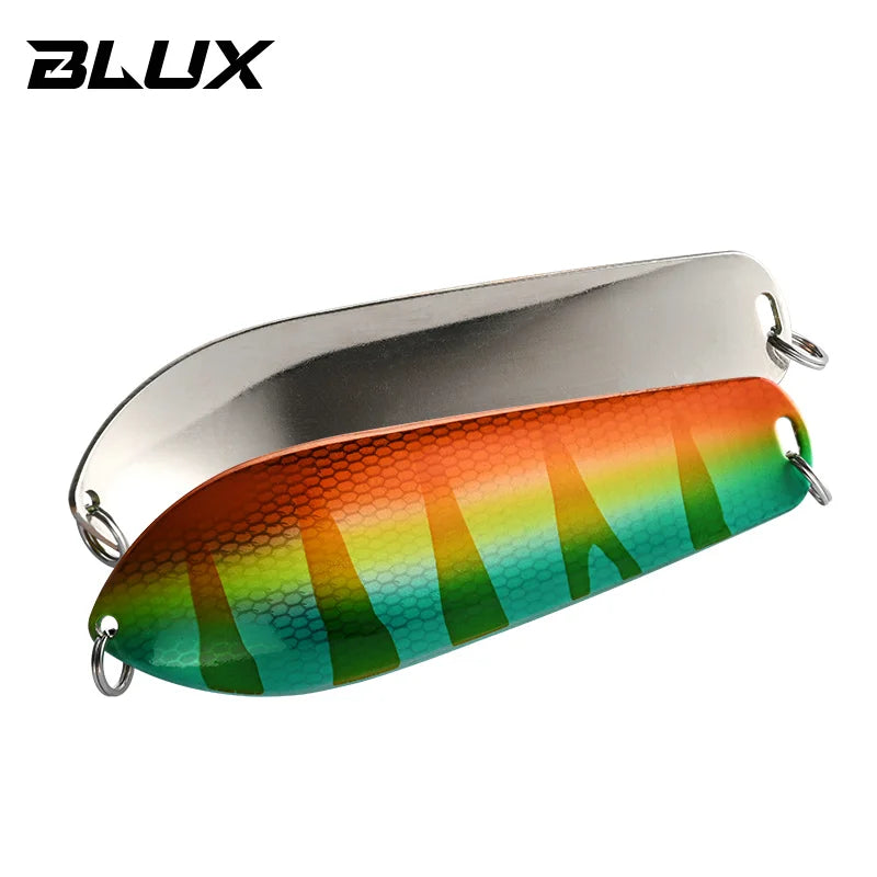 BLUX LUCIUS Legend Spoon Fsihing Lure 34G 100MM Pure Brass Casting Slow Trolling Metal Wobbler Pike Bass Bait Freshwater Tackle