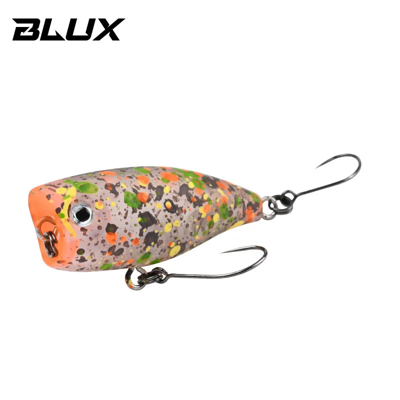 BLUX POKO Topwater Popper 35mm 3g Stream Trout Bass Fishing Lure Plastic Bait Creek Floating Freshwater Artificial Hard Lure