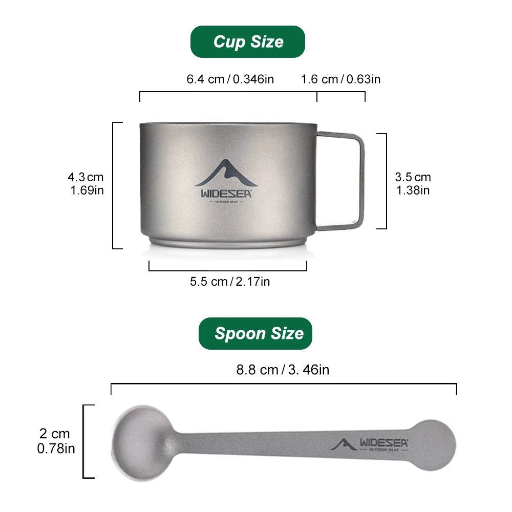 Widesea Titanium Camping Coffee Cup & Mixing Spoon - Fish & Cheaps | Fishing & Outdoor Gear
