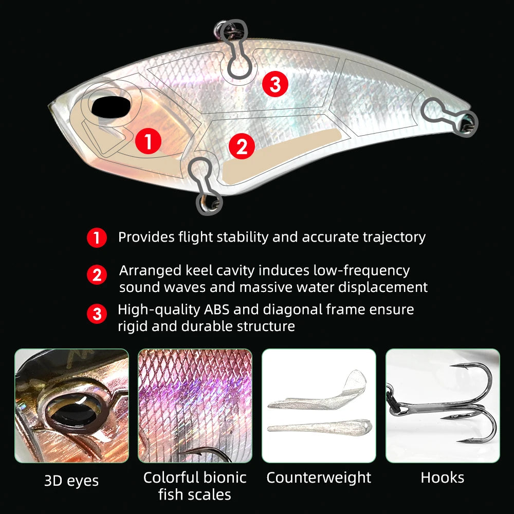 MEREDITH Lipless Crankbait Vibe lure 85mm 24g Wobblers Fishing lure  Sinking Artificial Baits Bass Pike Crap Perch