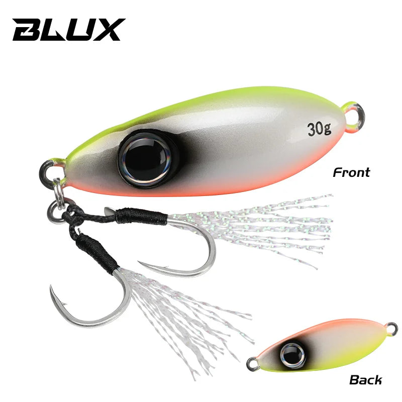BLUX Flyspoon Metal Jig Spoon Fishing Lure 30G Artificial Bait Shore Hard Slow Jigging Longcast Sea Bass Tuna Saltwater Tackle