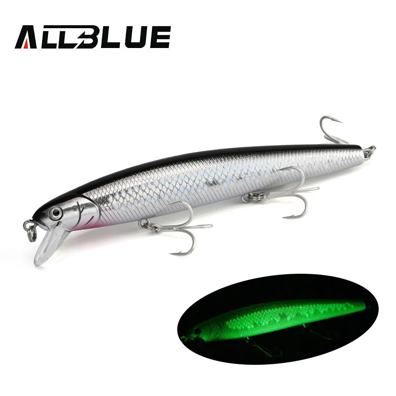 ALLBLUE FlashMinnow 110 Fishing Lure 110mm 17.8g Glow Jerkbait Wobbler Slow Suspending Minnow Plastic Bait Bass Pike Tackle