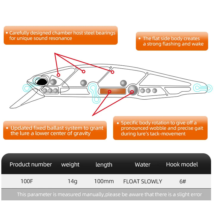 MEREDITH JERK MINNOW 100F 14g Floating Wobbler
