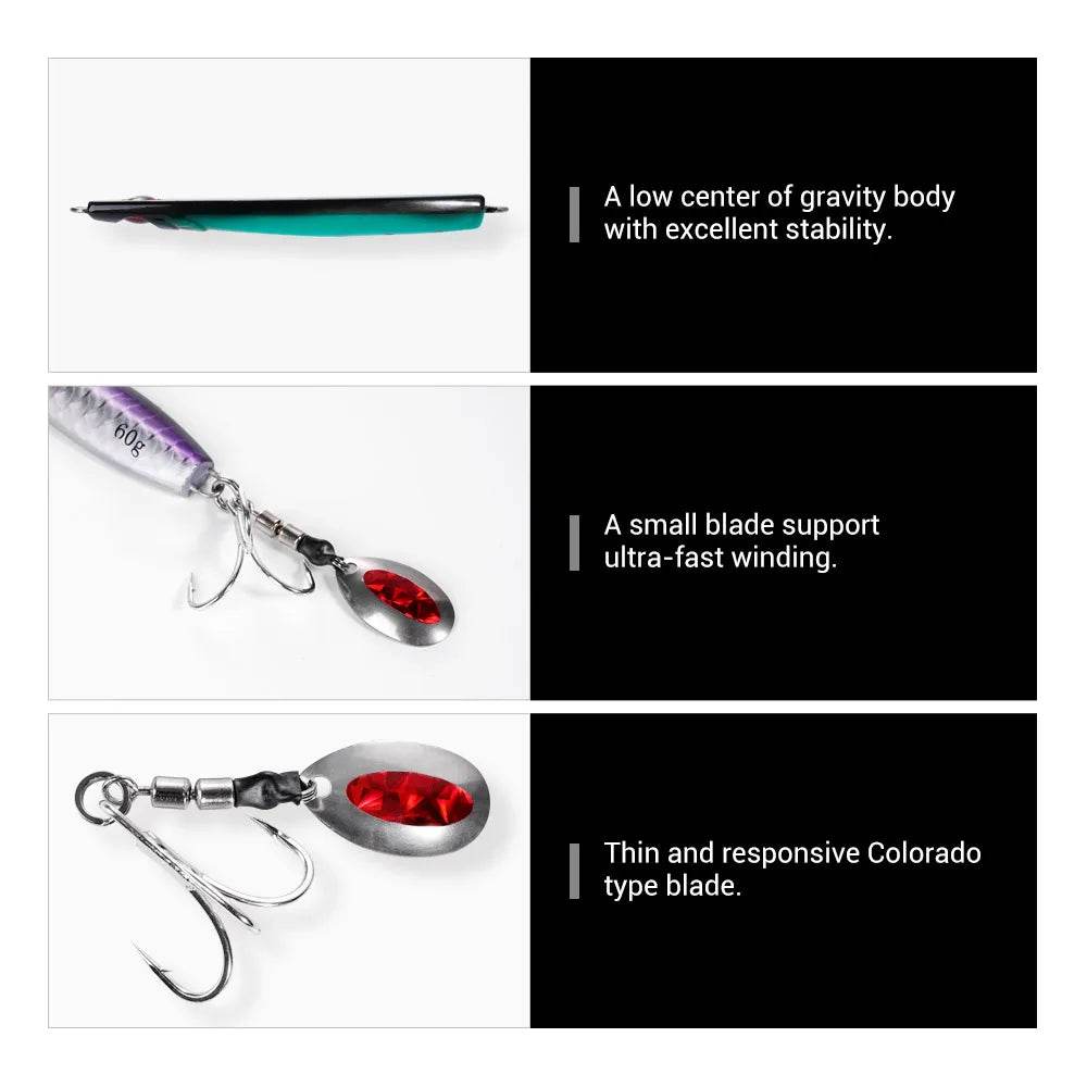 Noeby Metal Jig Lure 60g – Tail Spinner Jig - Fish & Cheaps | Fishing & Outdoor Gear
