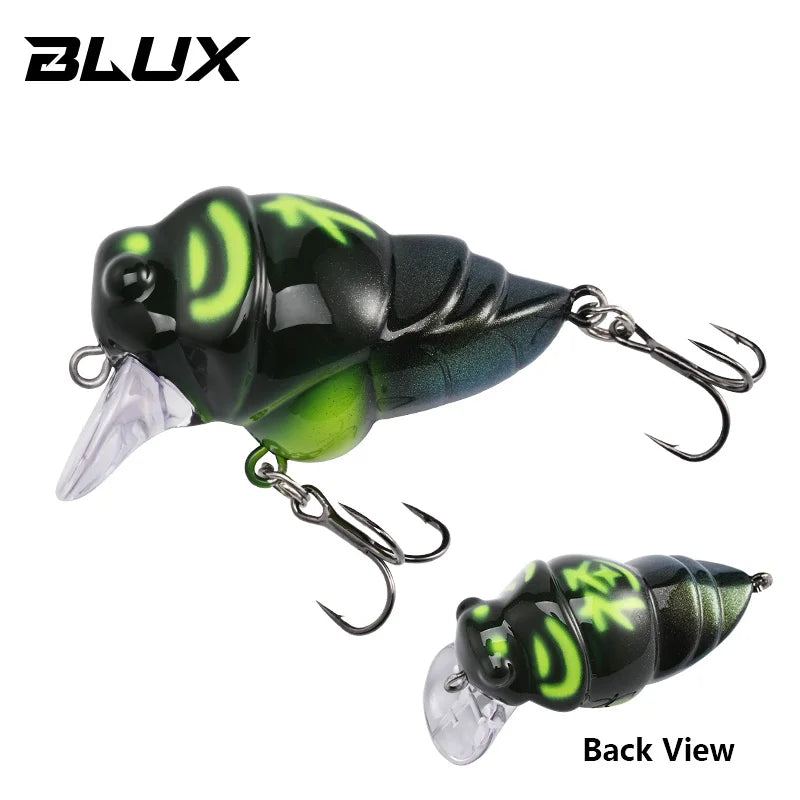 BLUX Cicada Fishing Lure 39mm 6.3g Insect Floating Crankbait BFS Shallow Rolling Crank Freshwater Bass Perch Trout Bait Tackle