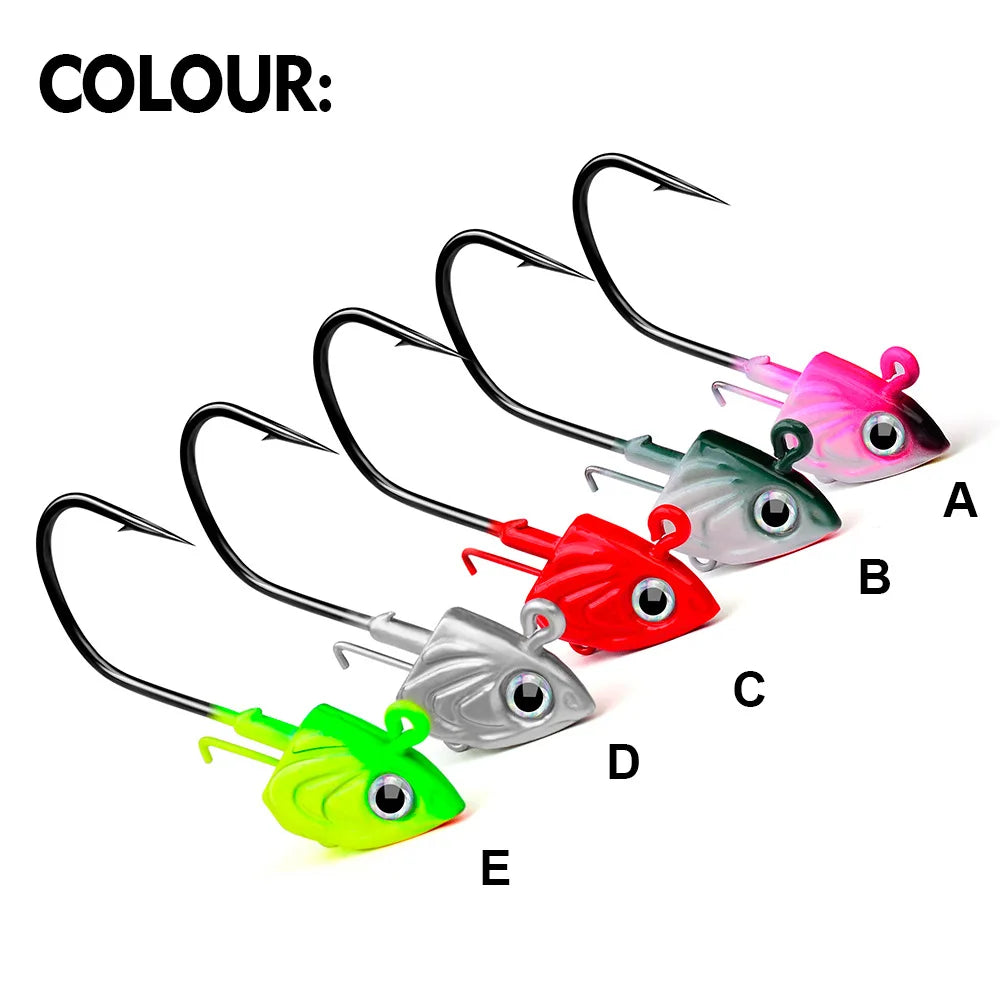 PRO BEROS 1Pcs 30g 35g 45g Head Jig Hooks for Soft Worm Fishing Tackle Sea Fishing Hook Lure Fish Head Shape Bait