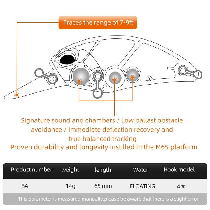 MEREDITH JERK CRANK M65 Floating 14g Hard Bait