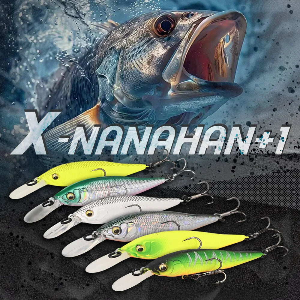 MEREDITH X-NANAHAN+1 Fishing Lures 75mm JerkMinnow Slow Singking Wobblers Bass Artificial Baits carp fishing goods MaxDepth 2.4M