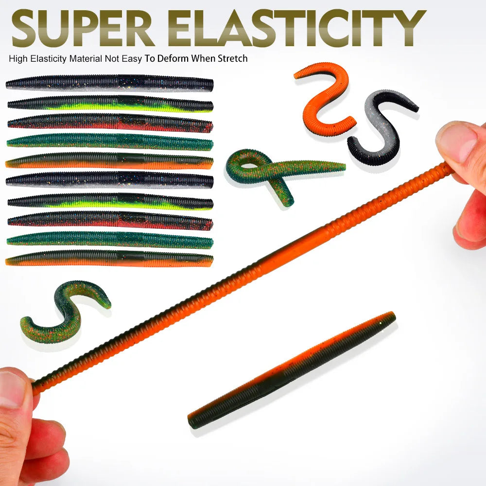 10Pcs 5.5g 8g Lifelike Fishy Smell Simulation Earthworm Artificial Fishing Lures Soft Plastic Worms Sinking Slow Fall Bait