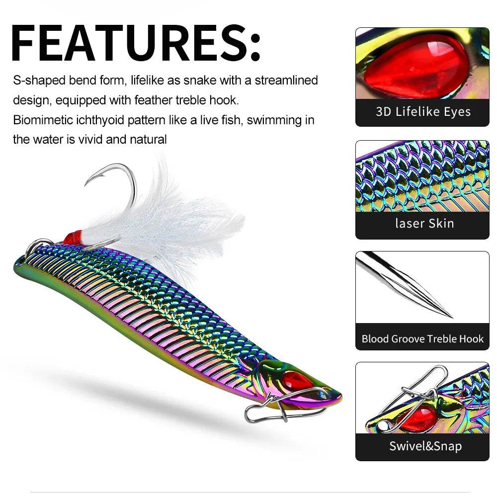 PROBEROS Spinner Spoon Metal Lure – Leech Feather Treble Hook - Fish & Cheaps | Fishing & Outdoor Gear