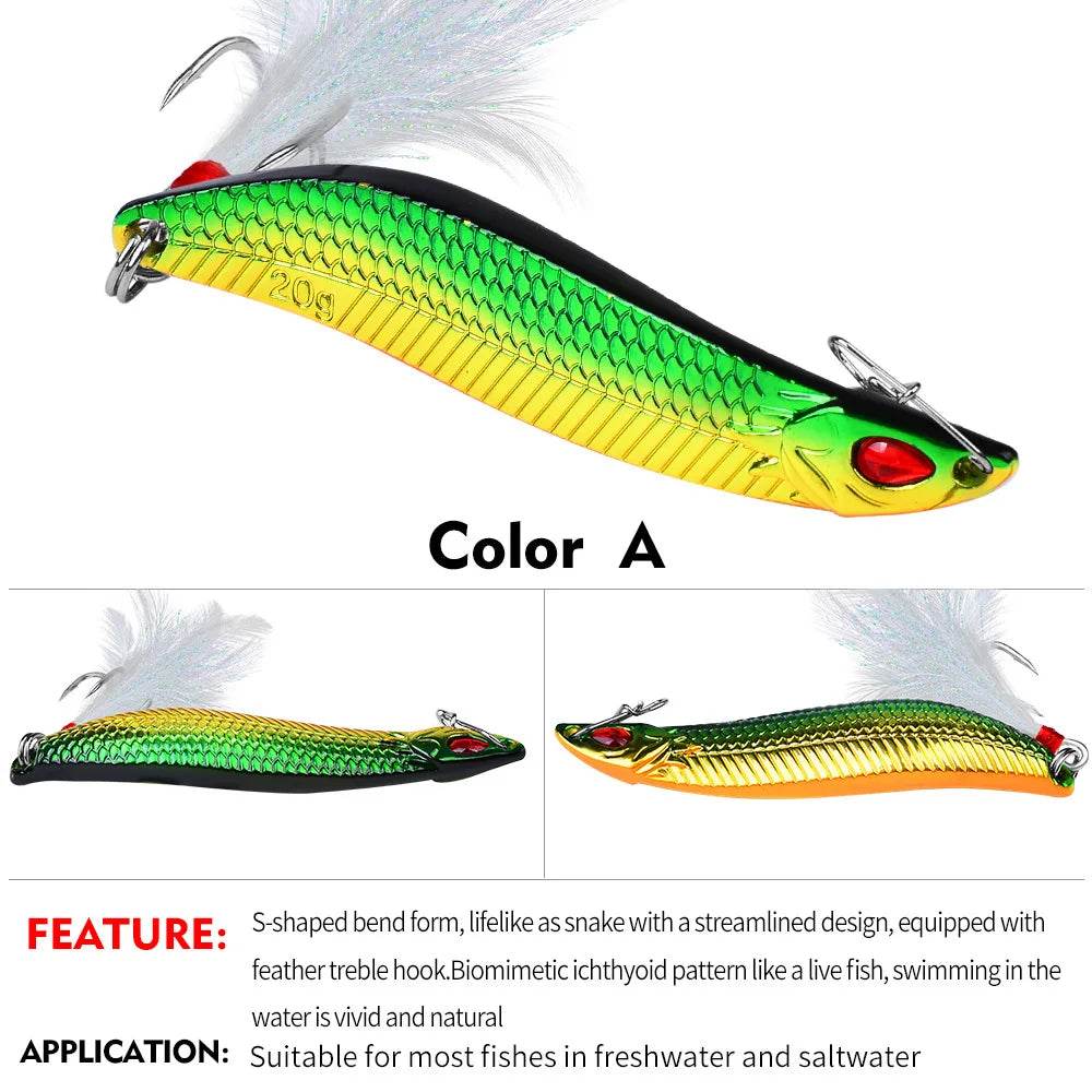 PROBEROS Spinner Spoon Metal Lure – Leech Feather Treble Hook - Fish & Cheaps | Fishing & Outdoor Gear
