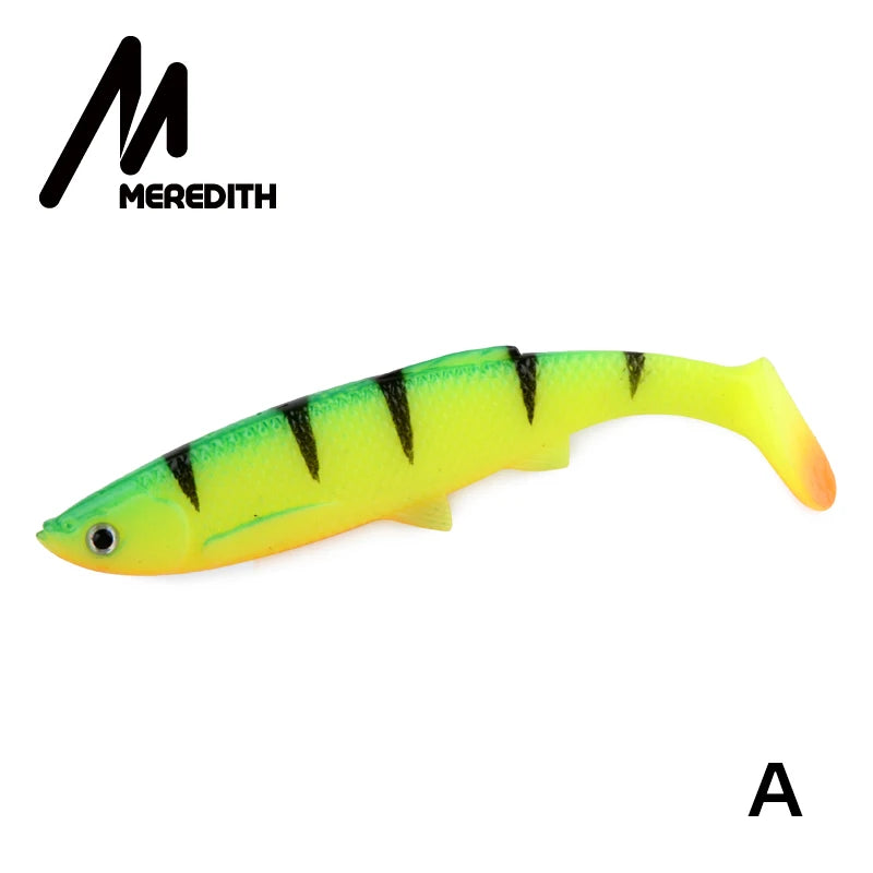 MEREDITH 4.73" Bleak Paddle Tail 14.5g 4pcs 120mm Fishing Soft Lures 3D Eyes T Tail Artificial Bait Plastic Pike Fishing Lures