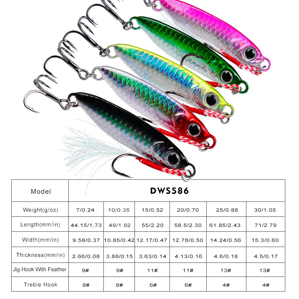 5Pcs Japen Metal Lure Kit Cast Jig Spoon 7/10/15/20/30g Shore Casting Jigging Fish Sea Bass Fishing Lure Artificial Bait Tackle