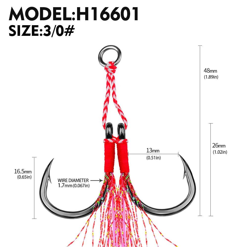 PROBEROS 2Pcs Assist Double Jig Hooks - Fish & Cheaps | Fishing & Outdoor Gear