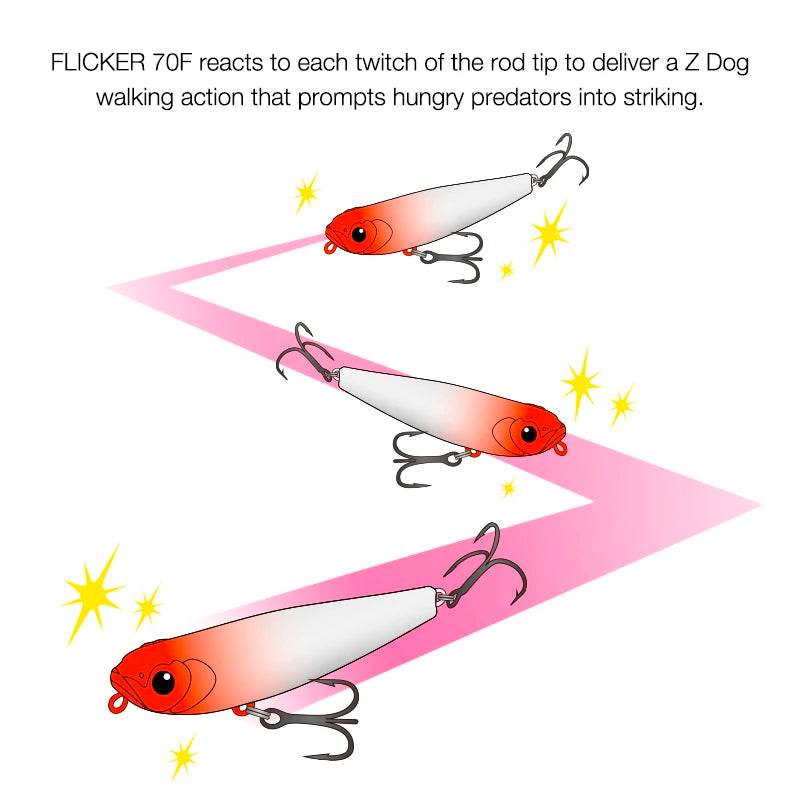 TSURINOYA FLICKER 70F Z Dog Topwater Walker - Fish & Cheaps | Fishing & Outdoor Gear