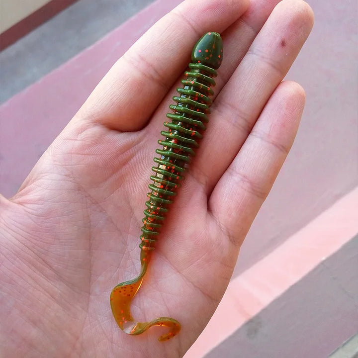 ALLBLUE Saturn 105mm 9g Soft Lure Single Tail Worm Grub 6pcs/lot Silicone Artificial Plastics Bait Bass Swimbait  Pike Tackle
