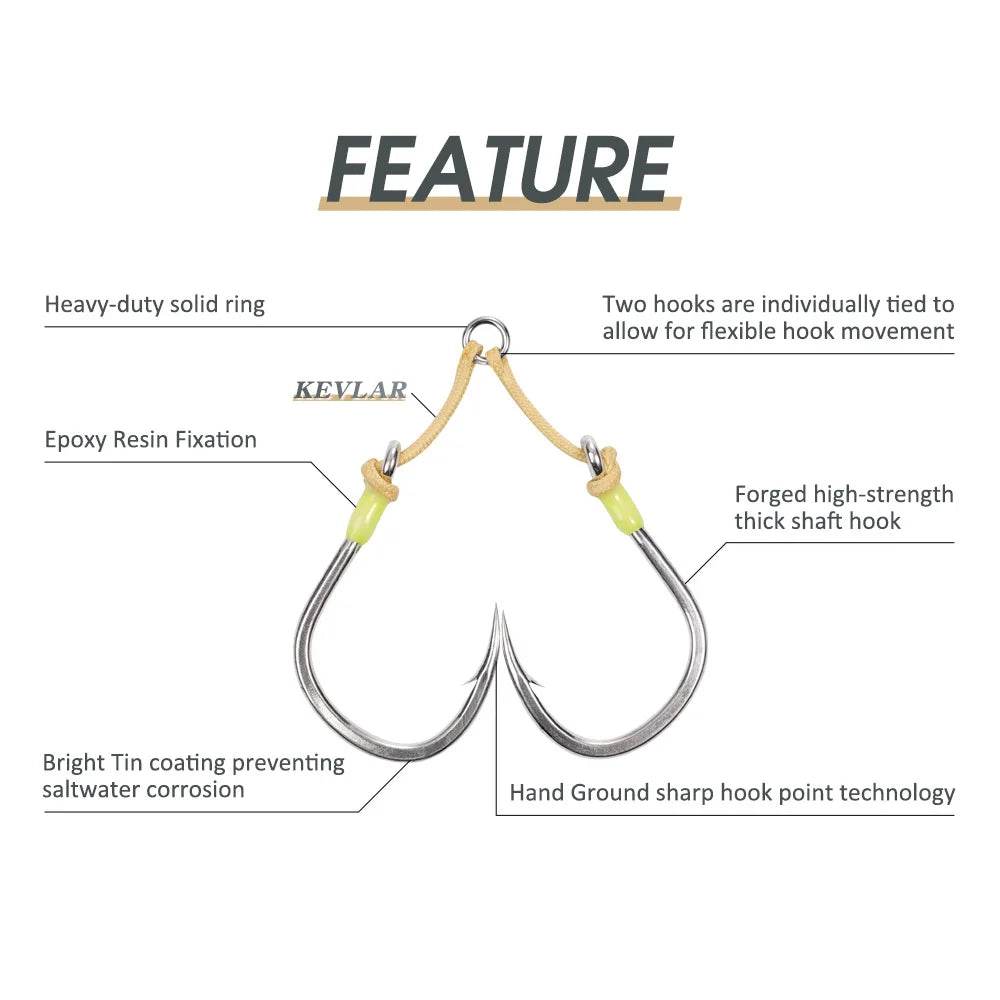 Noeby Heavy Duty Twin Assist Hook - Fish & Cheaps | Fishing & Outdoor Gear
