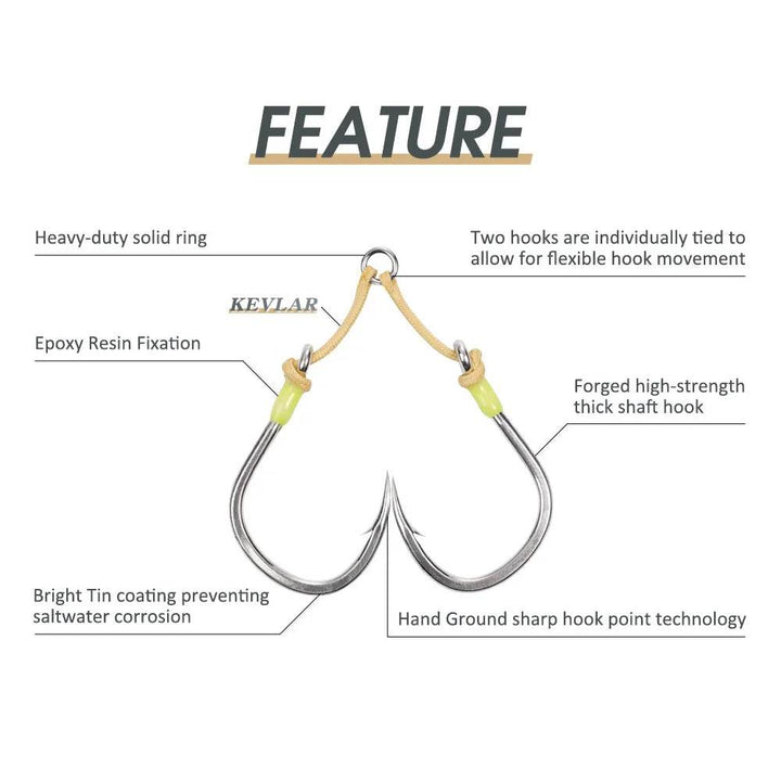 Noeby Heavy Duty Twin Assist Hook - Fish & Cheaps | Fishing & Outdoor Gear