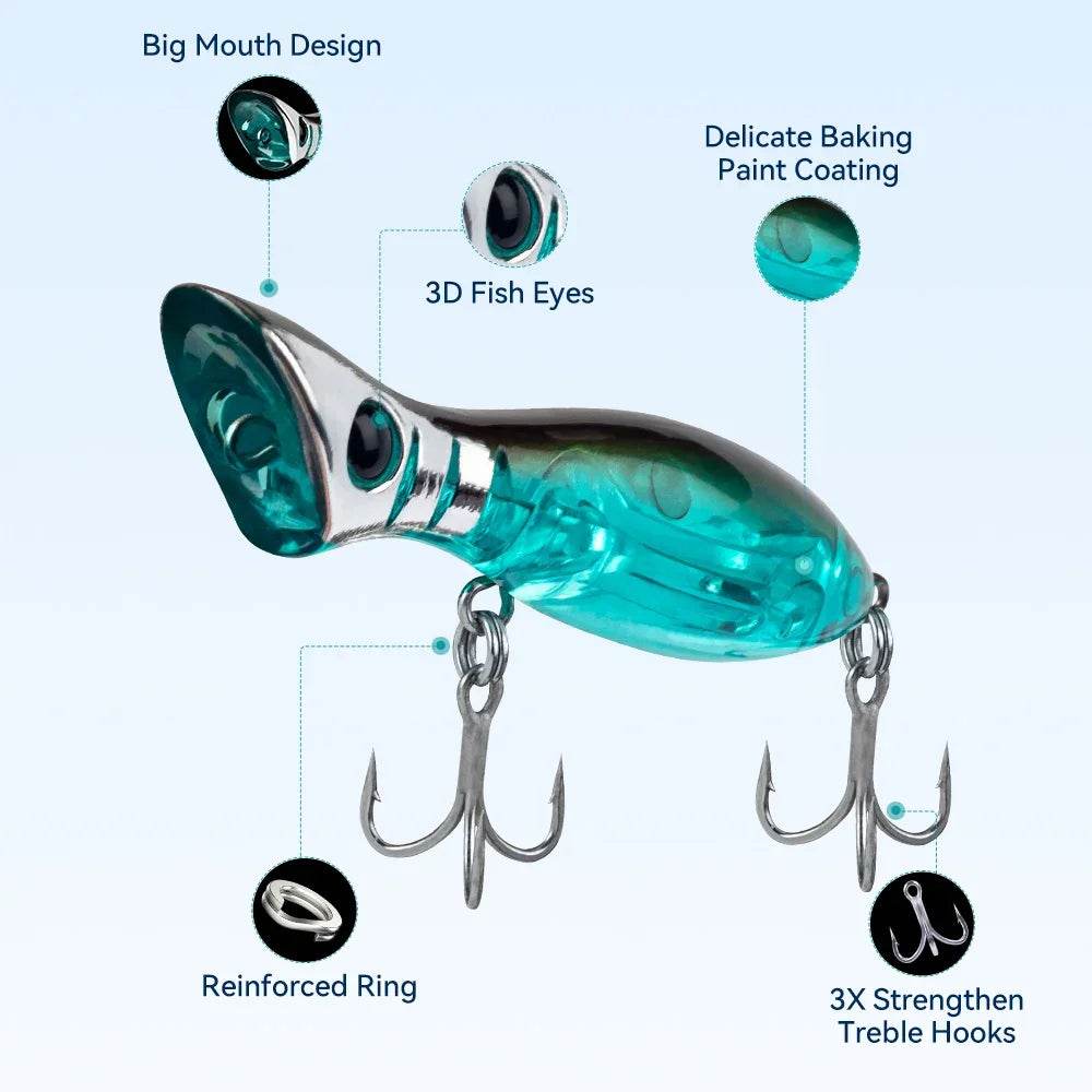Kingdom Mini Popper Fishing Lure – 50mm Precision Bait - Fish & Cheaps | Fishing & Outdoor Gear