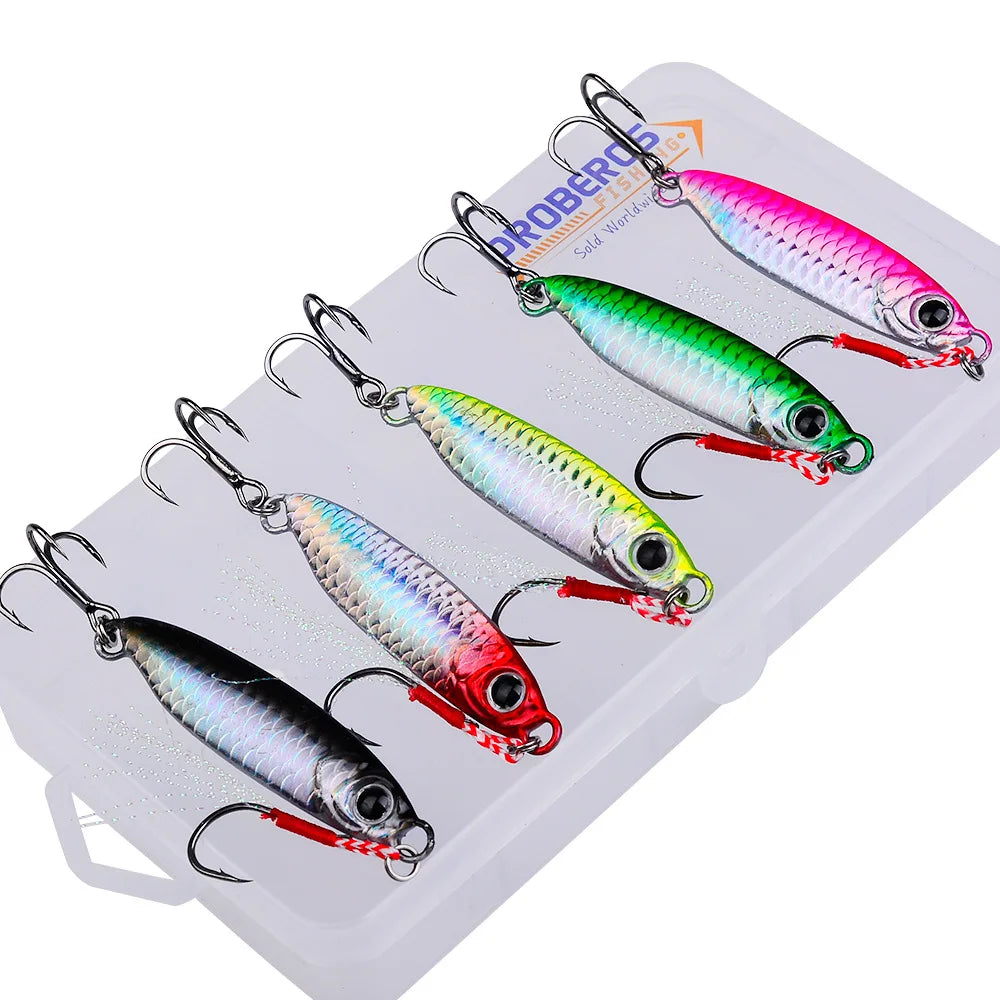 5Pcs Japen Metal Lure Kit Cast Jig Spoon 7/10/15/20/30g Shore Casting Jigging Fish Sea Bass Fishing Lure Artificial Bait Tackle