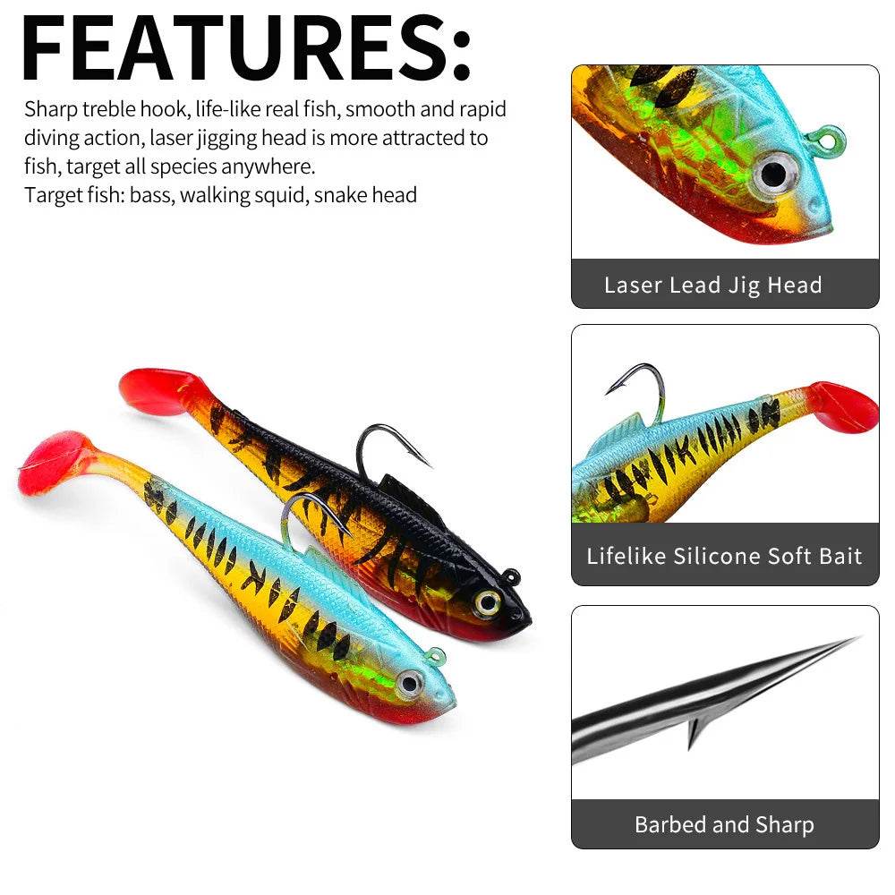 PROBEROS 3Pcs Jig Hook Silicone Soft Bait Set - Fish & Cheaps | Fishing & Outdoor Gear