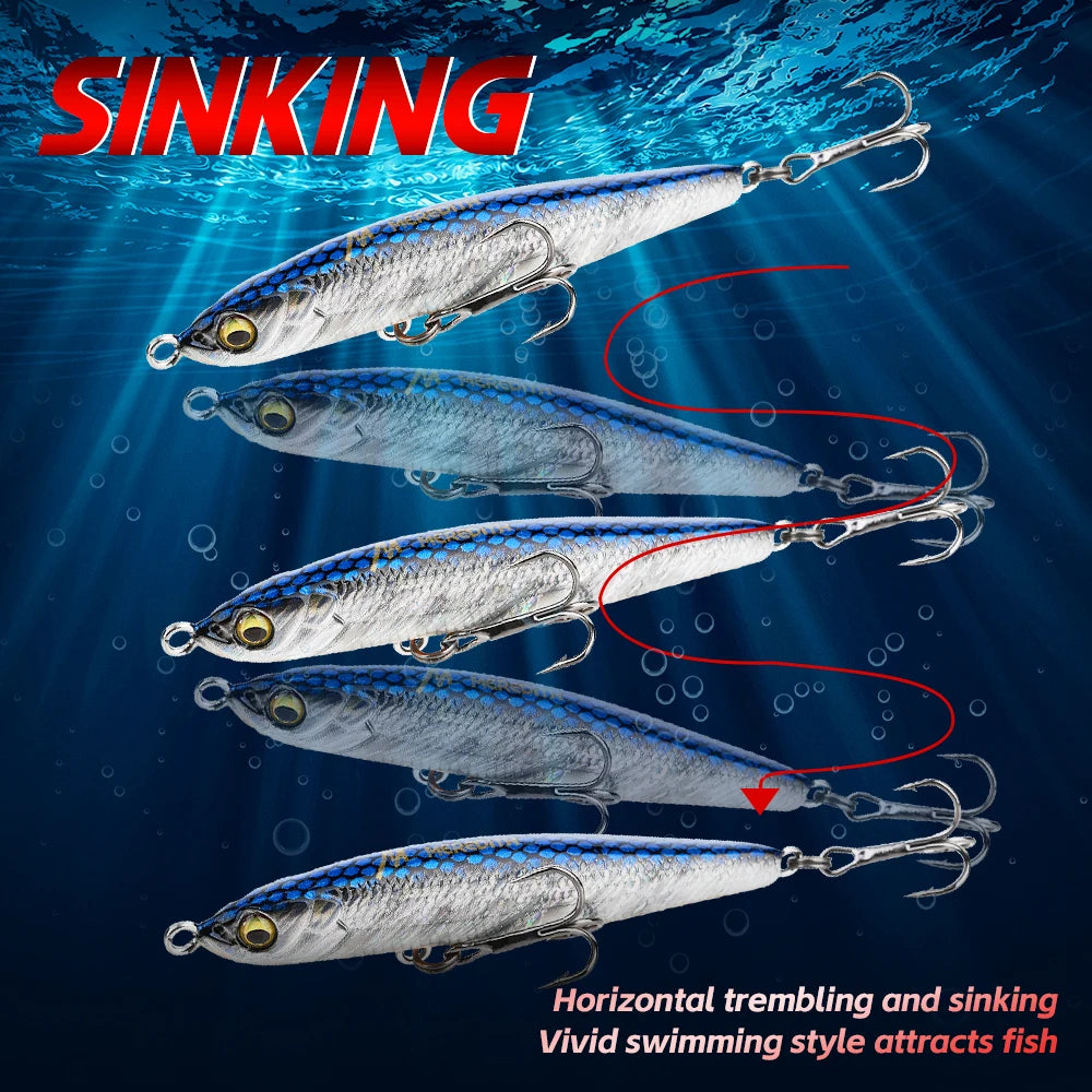 MEREDITH Fishing Lure Pencil Wobblers Hard Bait Sinking Fishing Wobbler  Artificial Lure Saltwater Lures For Pike Bass