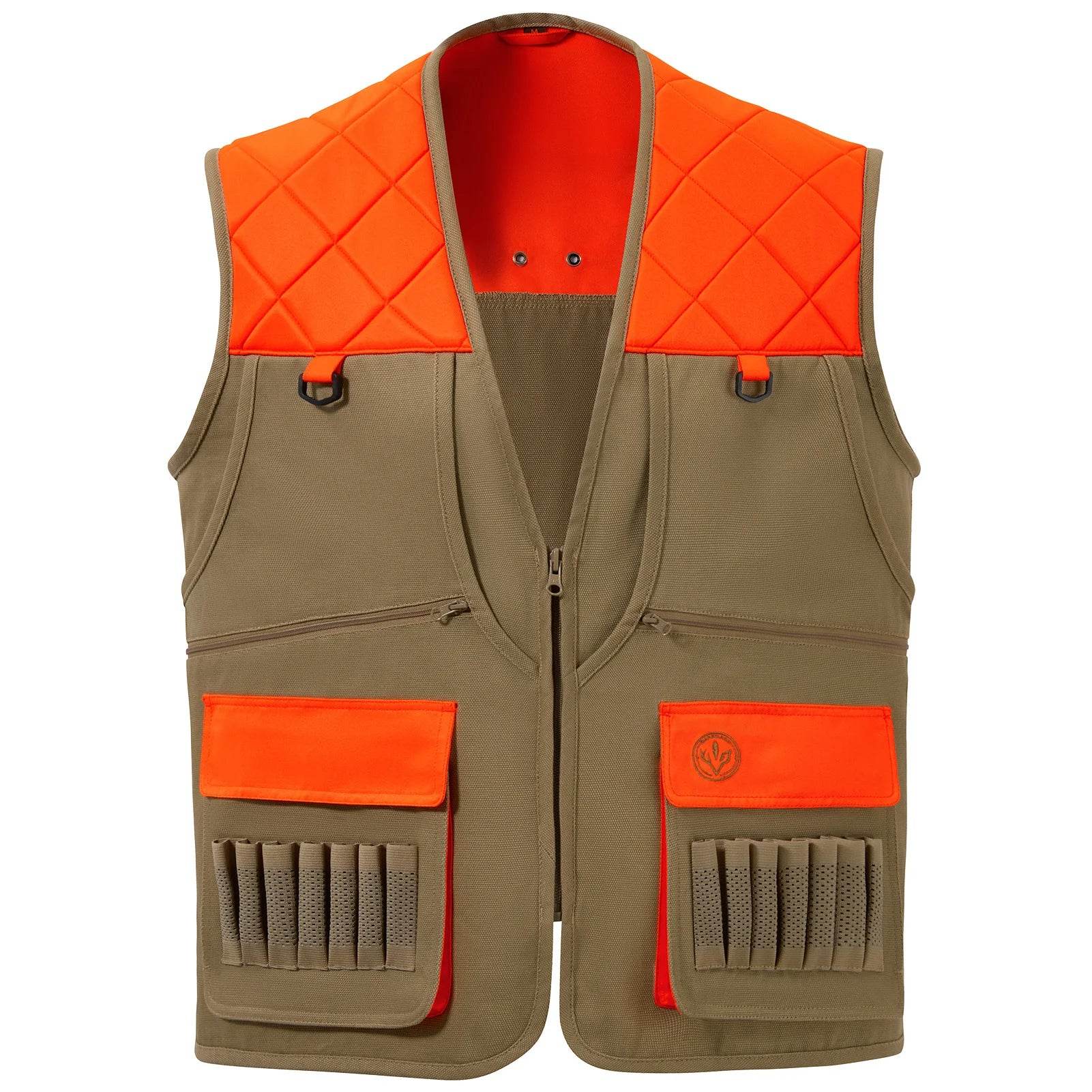 BASSDASH Blaze Orange & Brown Upland Hunting Vest - Fish & Cheaps | Fishing & Outdoor Gear