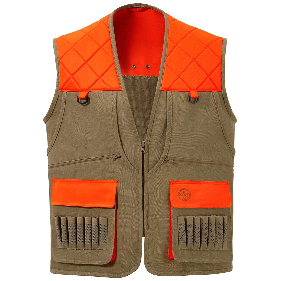 BASSDASH Blaze Orange & Brown Upland Hunting Vest - Fish & Cheaps | Fishing & Outdoor Gear