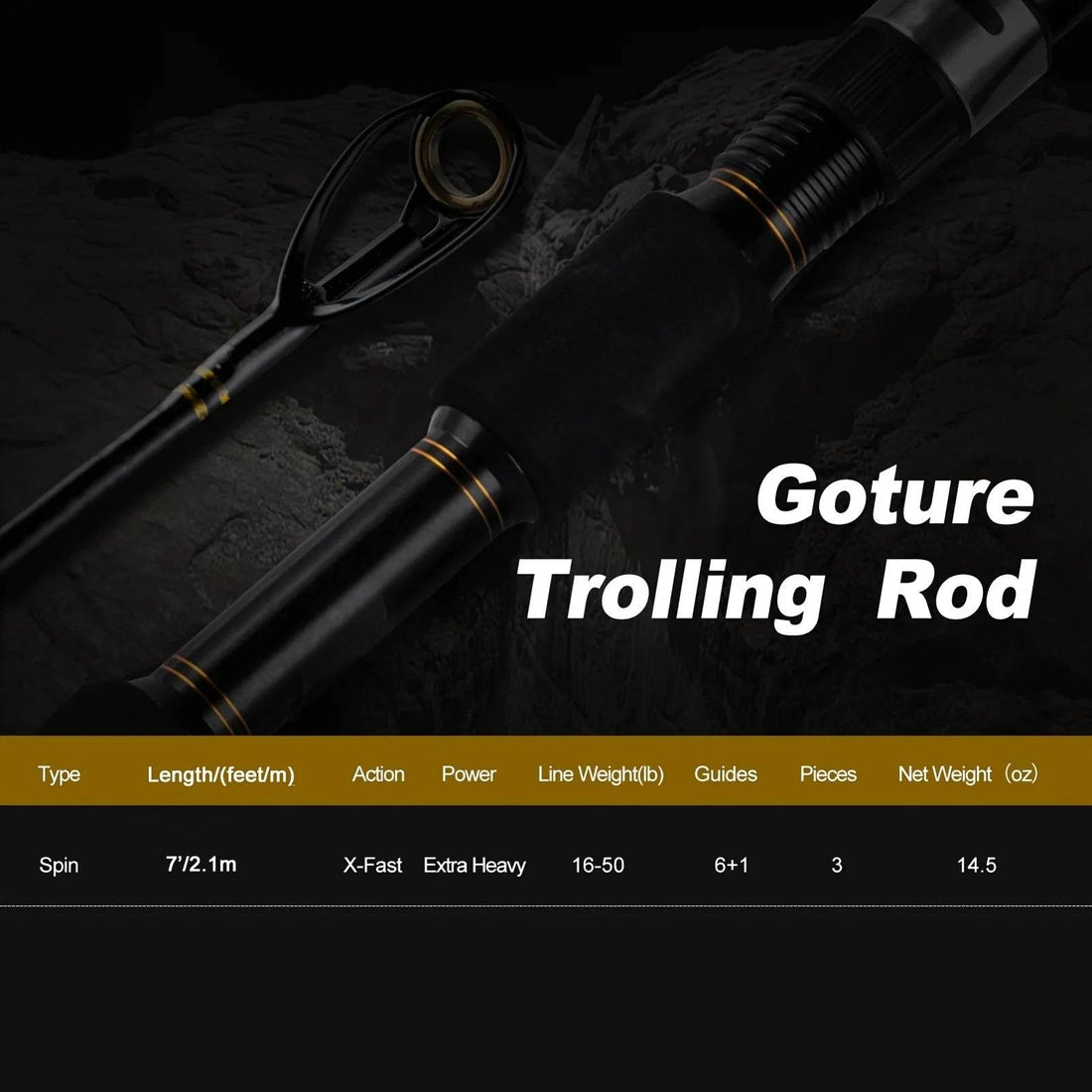 Goture Super Hard Trolling Rod – 2.1m, Spinning, 3-Section - Fish & Cheaps | Fishing & Outdoor Gear