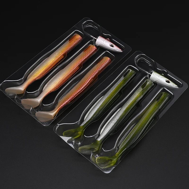 BLUX Happy Sandeel 11cm 17g Soft Live Eel Fishing Lure Paddle Tail Jig Head Hook Vinyls Vibration Artificial Bait Saltwater Gear