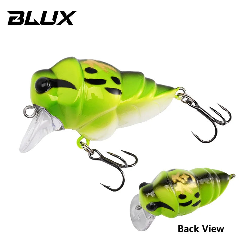 BLUX Cicada Fishing Lure 39mm 6.3g Insect Floating Crankbait BFS Shallow Rolling Crank Freshwater Bass Perch Trout Bait Tackle