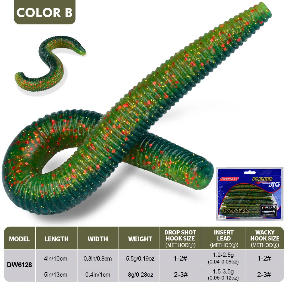 10Pcs 5.5g 8g Lifelike Fishy Smell Simulation Earthworm Artificial Fishing Lures Soft Plastic Worms Sinking Slow Fall Bait