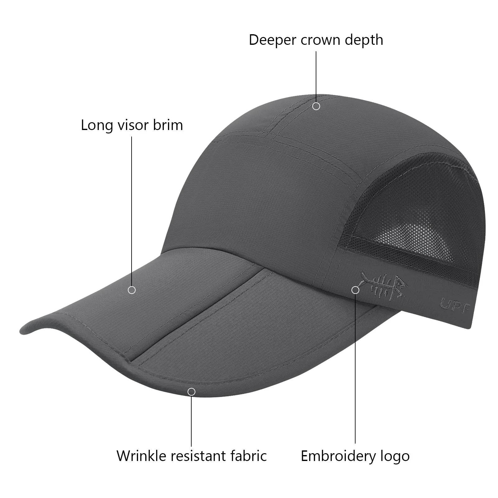 BASSDASH Folding Fishing Cap – UPF 50+ Sun Protection - Fish & Cheaps | Fishing & Outdoor Gear