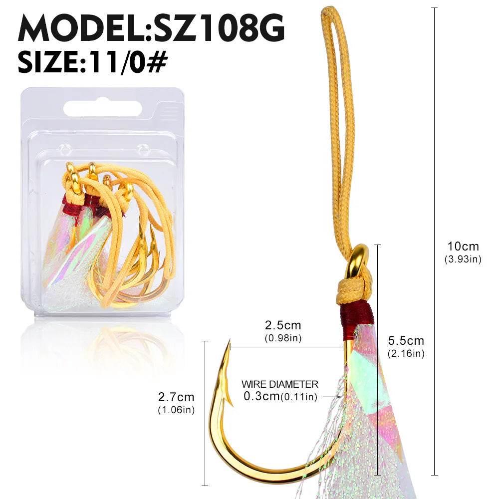 PROBEROS Saltwater Feathered Hooks 5-Pack - Fish & Cheaps | Fishing & Outdoor Gear