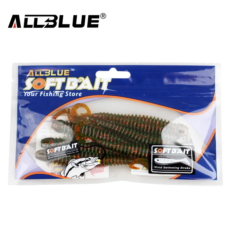 ALLBLUE Saturn 105mm 9g Soft Lure Single Tail Worm Grub 6pcs/lot Silicone Artificial Plastics Bait Bass Swimbait  Pike Tackle