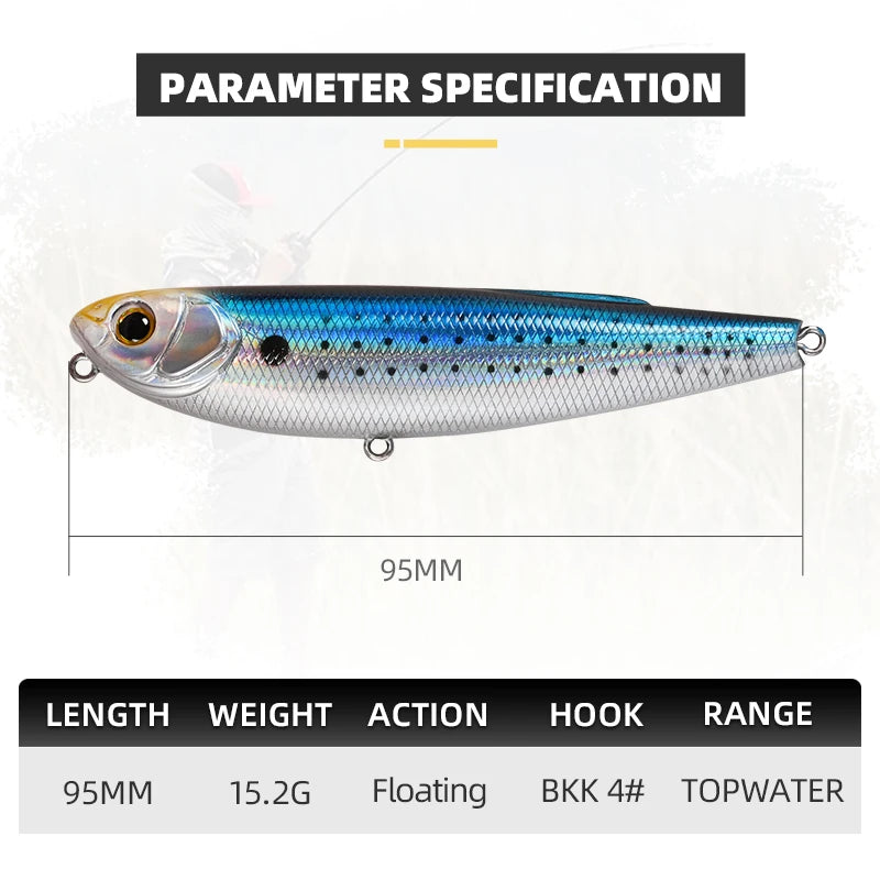 BLUX STRAY DOG 95 Topwater Pencil 95MM 15.2g Surface Walker Fishing Lure Walk The Dog Artificial Saltwater Bass Hard Bait Tackle