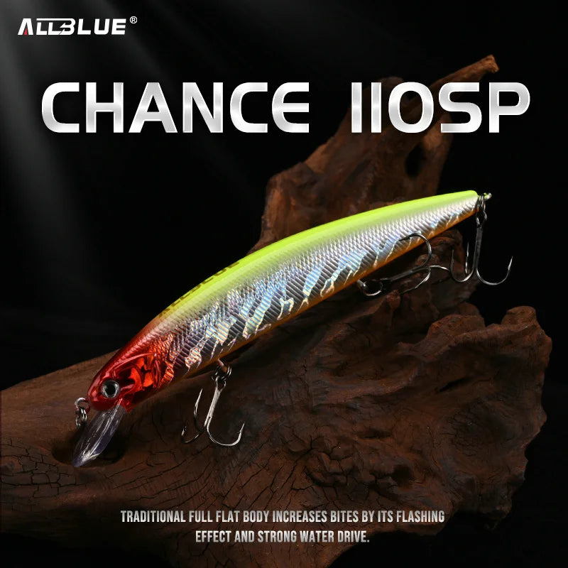 ALLBLUE Suspend JERKBAIT CHANCE 110SP Fishing Lure 110mm 16g 1-2m Wobbler Minnow Longcast Bass Pike Artificial Bait Tackle