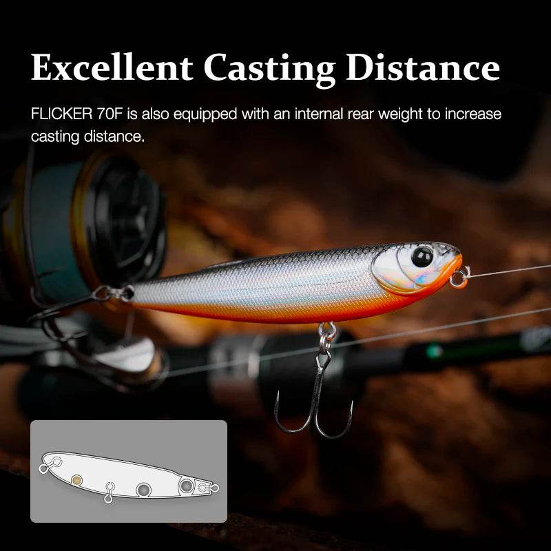 TSURINOYA FLICKER 70F Z Dog Topwater Walker - Fish & Cheaps | Fishing & Outdoor Gear